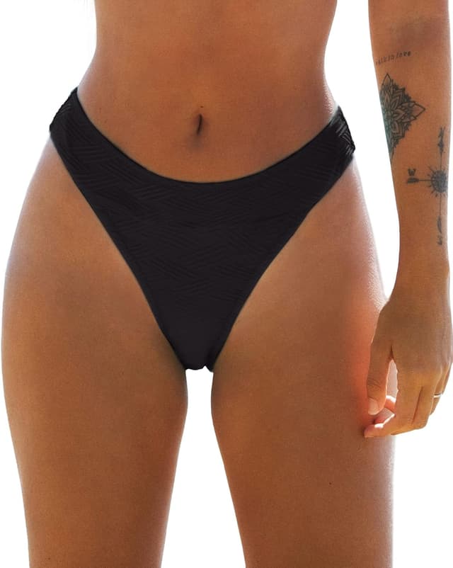 Detalle de CUPSHE Bas de bikini taille haute coupe moyenne cheeky pour femme