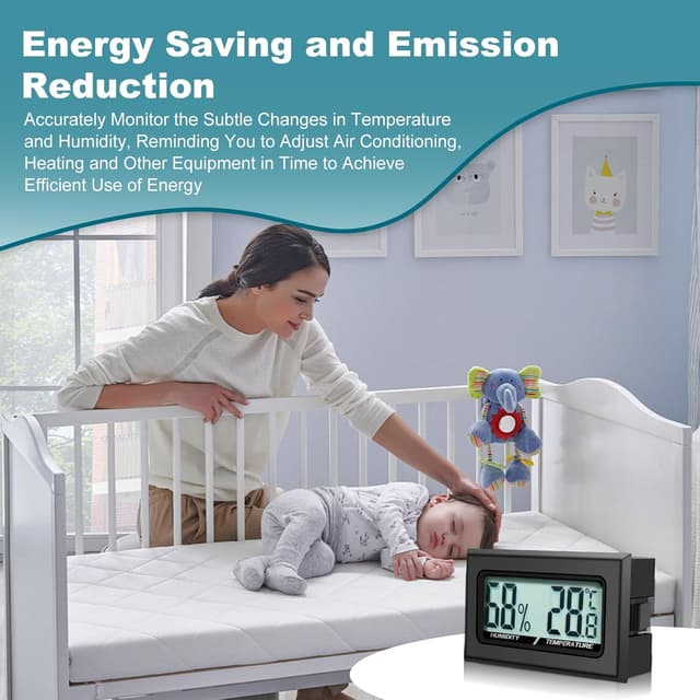 Detalle de QIQIAZI termometro digitale per interni con mini igrometro e schermo LCD