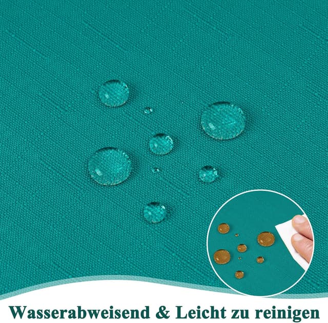 Detalle de AooHome Tischdecke abwaschbar in Blaugrün (100x140 cm) mit Leinen-Optik und Lotuseffekt