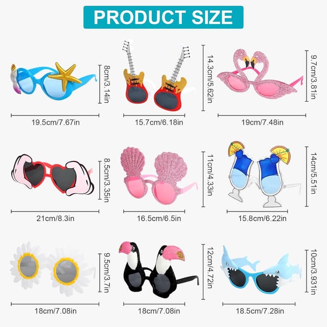 Detalle de XiLayNeen 9 Paar Party-Sonnenbrillen-Set für Party, Festival & Fotos