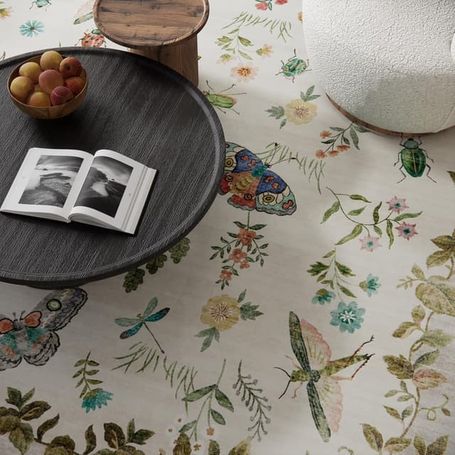 Detalle de Washable 9x12 Area Rug for Living Room, Low Pile Vintage Style (Stain-Resistant, Non-Slip)