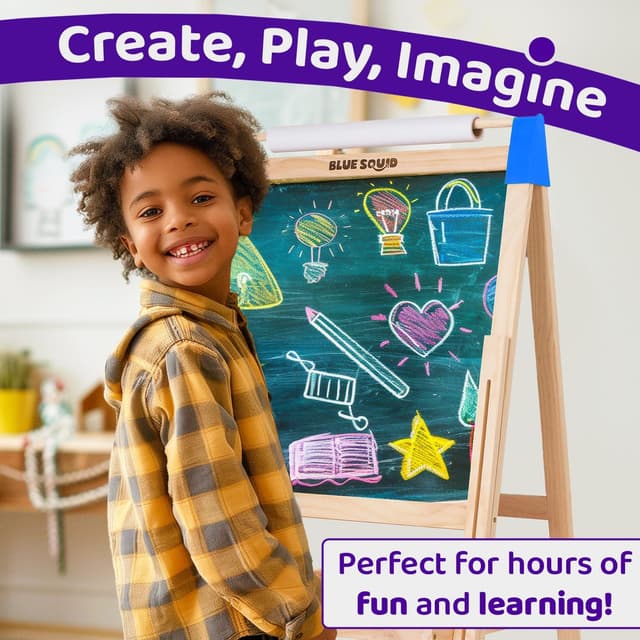 Detalle de Blue Squid kids art easel 3 paper rolls