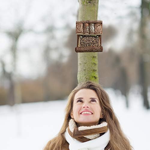 Thumbnail 2 de Relaxdays Comedero para aves de corteza 17×15×12 cm 🐦