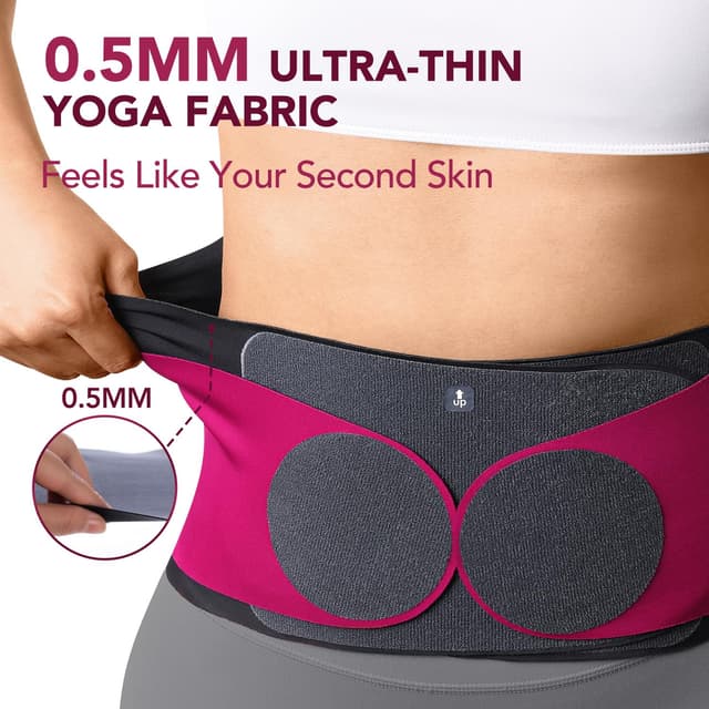 Detalle 2 de Fitomo Back Support Belt – ultra-thin lumbar back brace for women with 3D pad, adjustable straps and slim-fit yoga fabric