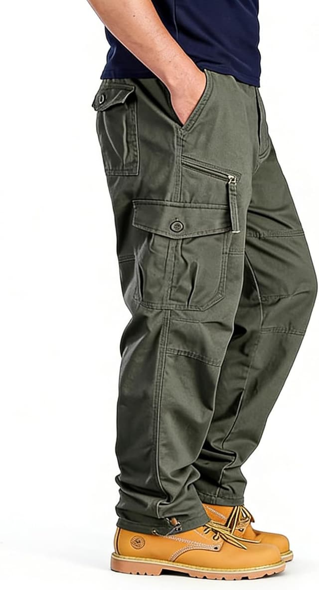 Detalle 2 de YAOBAOLE Pantalon cargo homme taille élastique