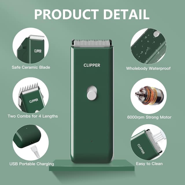 Detalle de Professional Dog Clipper & Cat Grooming Clippers with detachable ceramic blades and USB rechargeable battery