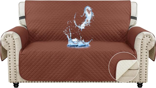 Detalle de Ystyle Copridivano trapuntato natalizio estivo impermeabile per divano 2 posti con braccioli (caffè)