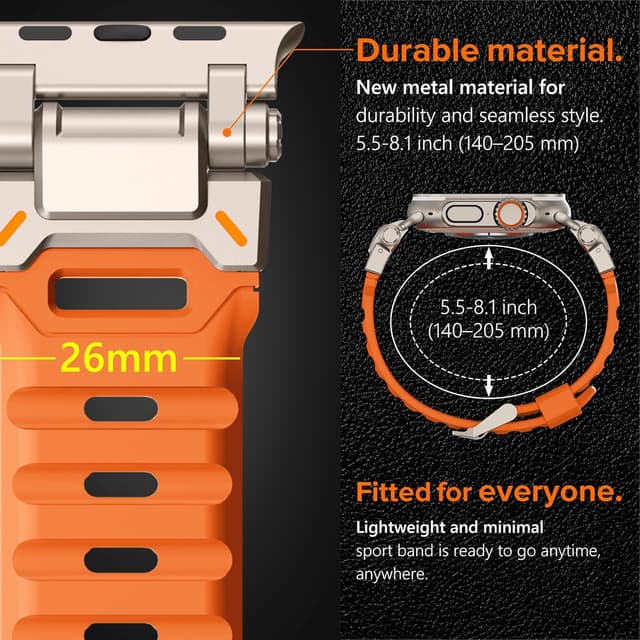 Detalle de Bracelet sport robuste KADES en TPU/FKM pour Apple Watch Ultra 3/2/1 et Series (49 à 42 mm)