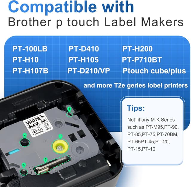 Detalle de PROFICETIK TZe-231 Schriftband 12 mm kompatibel