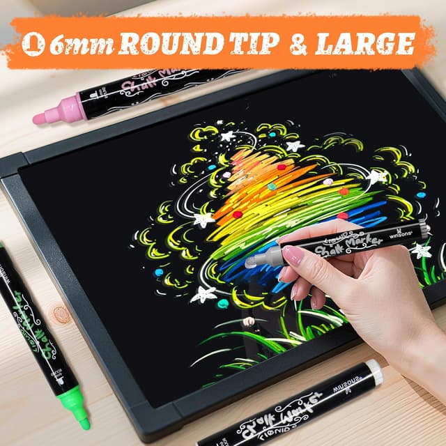 Detalle 2 de WINSONS Whiteboard & Chalk Pens (6mm bold tip) – 16 vibrant erasable colours