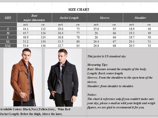Thumbnail 6 de INVACHI Men’s Wool Blend Trench Coat with Detachable Soft Scarf & High Stand Collar