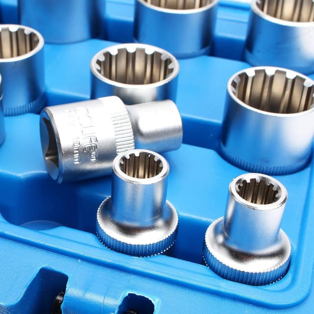 Detalle de CCLIFE Jeu de 19 douilles multidents 1/2" XZN (8 à 32 mm)