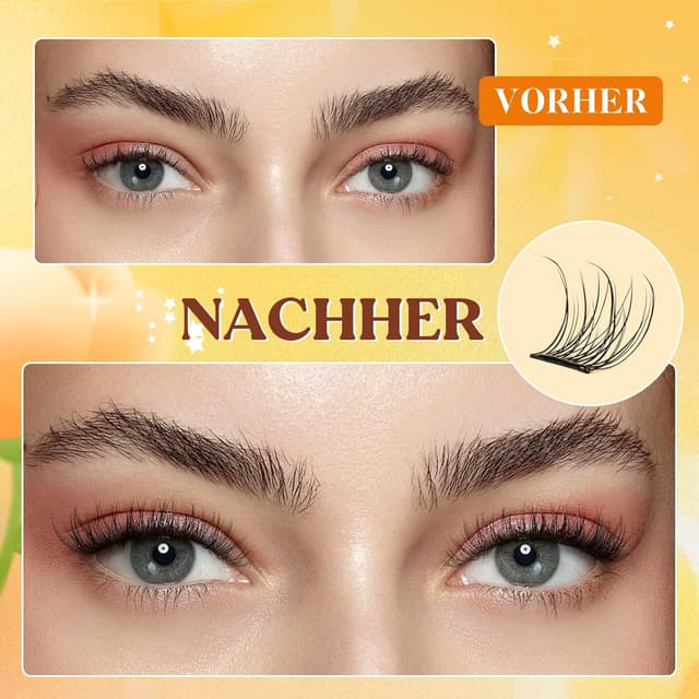 Detalle de QUEWEL Selbstklebende Wimpern Cluster 60 Stk. (10–16 mm) – ohne Kleber, wiederverwendbar