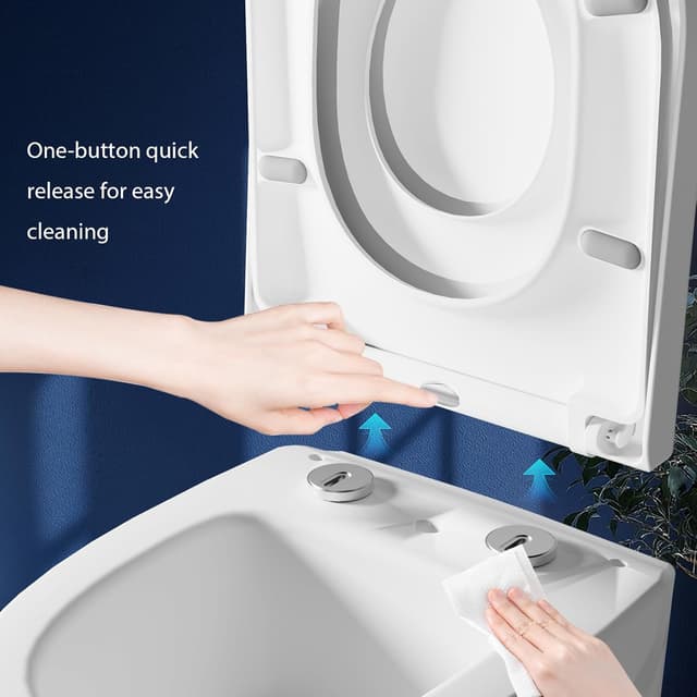 Detalle de Aptliton Family Toilet Seat with Quick Release, Soft Close and Built-in Child Seat (D-shape) – White