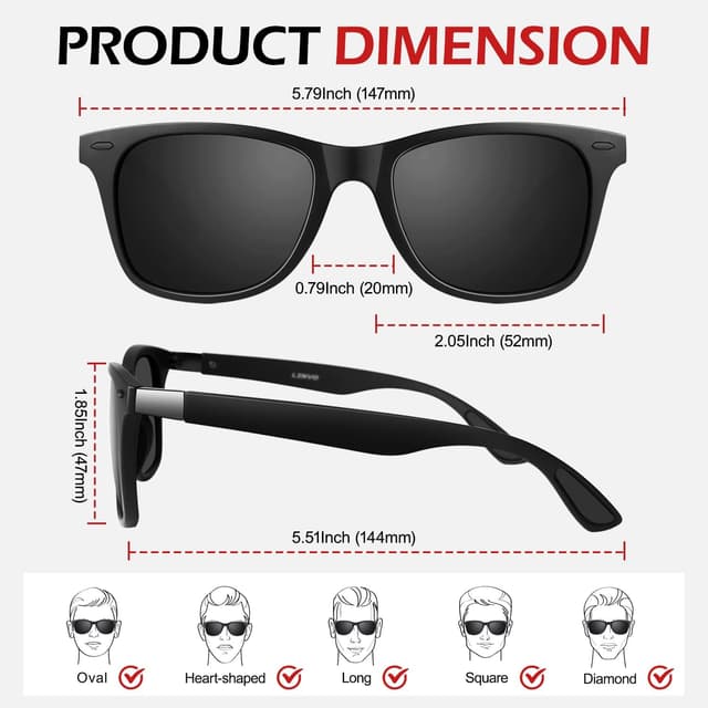 Detalle de LINVO polarised sunglasses UV400 protection