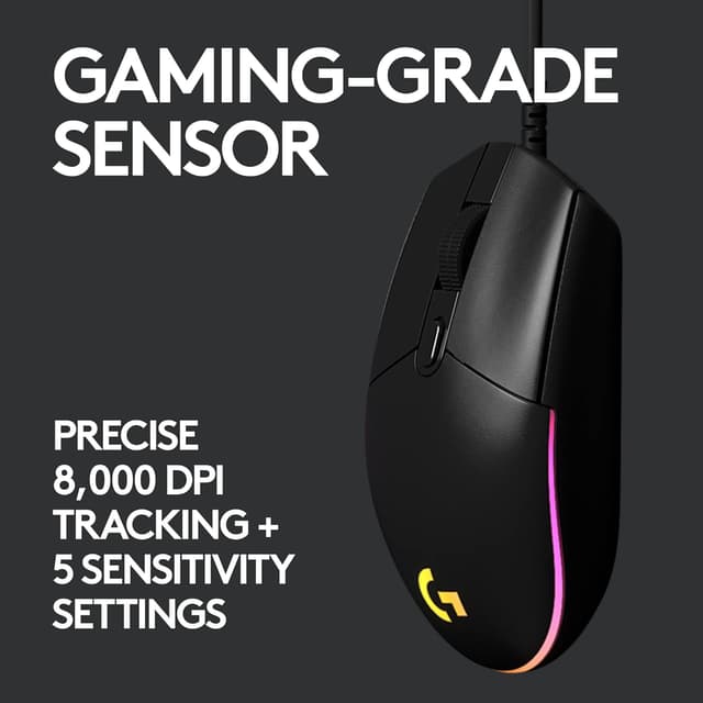 Detalle de Logitech G203 LIGHTSYNC Gaming Mouse (8,000 DPI) with Customisable RGB