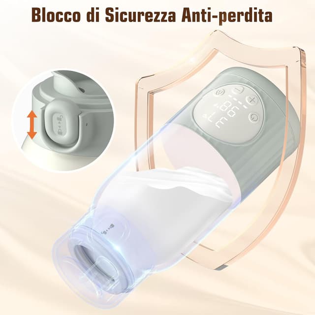 Detalle de UKEXE Scaldabiberon portatile per latte materno, formula o acqua da 380 ml (100W) con controllo temperatura