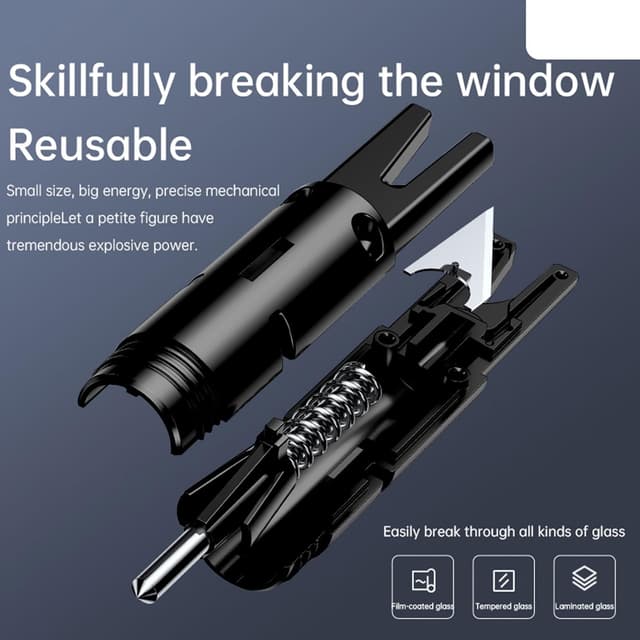 Detalle 2 de Clyfanesy 2-piece Car Emergency Hammer with Cutter