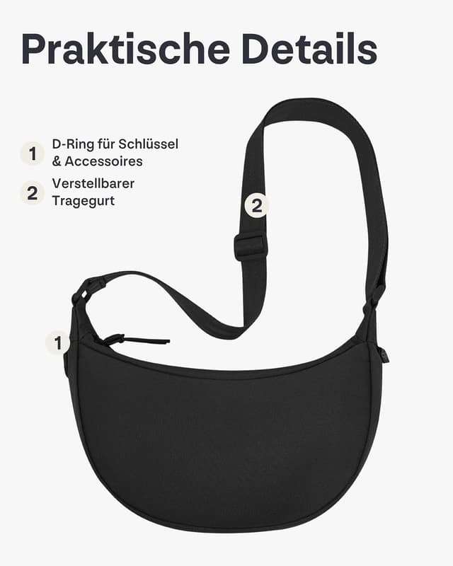 Detalle 2 de Johnny Urban Crossbody Bag Ally Small Schwarz – kleine Umhängetasche im Halbmond-Design