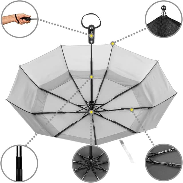 Thumbnail 4 de Windproof travel umbrella double canopy