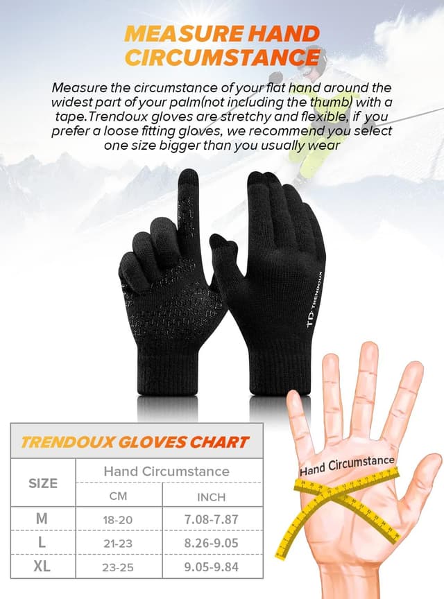 Detalle 2 de TRENDOUX touchscreen winter gloves warm