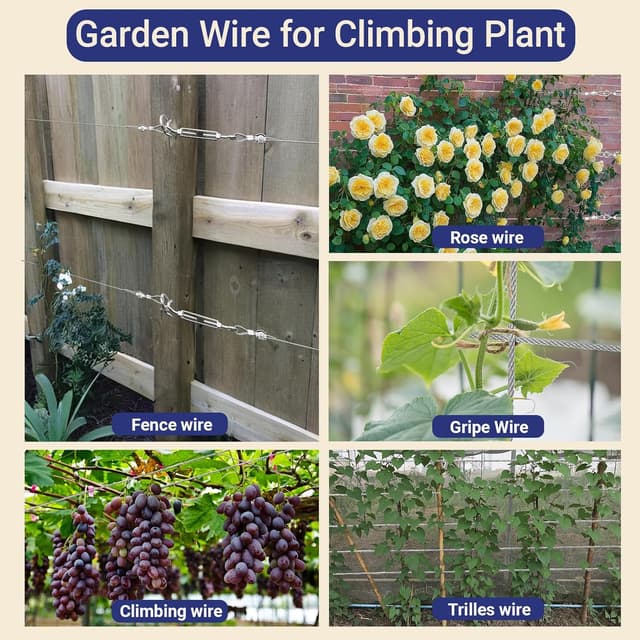 Thumbnail 6 de Xyxu Garden Wire for Climbing Plants Trellis Kit (50m, 2mm PVC-coated stainless steel) with M5 turnbuckles