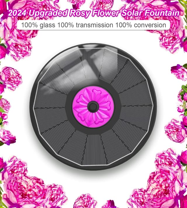 Detalle 2 de SZMP Fontana solare da giardino 3,5W in vetro con pompa, 7 ugelli e 4 fissatori (kit per laghetto, vasche e bagno per uccelli)