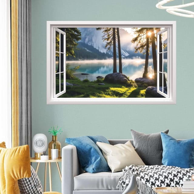 Thumbnail 6 de HPNIUB 3D Beach Wall Stickers (Sea View Wall Art) – 2-sheet sea scenery mural decal