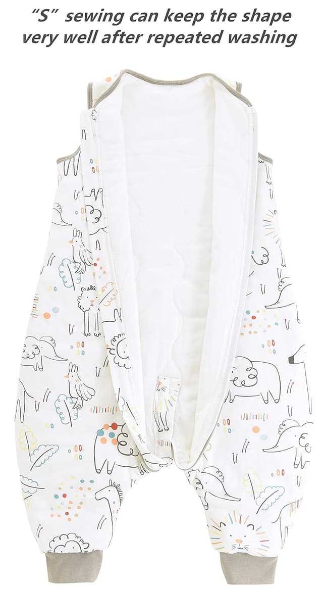 Detalle de Chilsuessy Baby Schlafsack mit Füßen 2,5 Tog Ganzjahr Happy Zoo (70 cm, Baby-Höhe 80–90 cm)