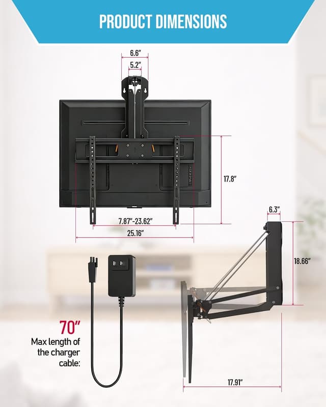 Thumbnail 6 de Motorized Fireplace TV Wall Mount 88 lbs