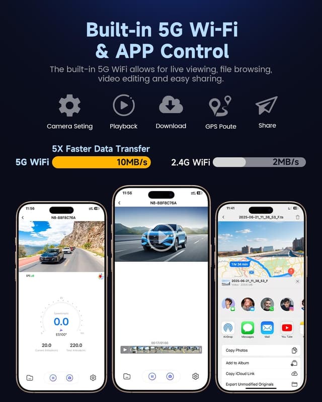 Thumbnail 5 de COOLCRAZY N8 4K + 1080P Dual Dash Cam