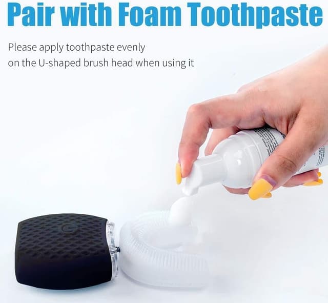 Detalle de Automatische Ultraschall-Zahnbürste (360°) mit Timer & 4 Modi – elektrische Schallzahnbürste für Erwachsene, Schwarz