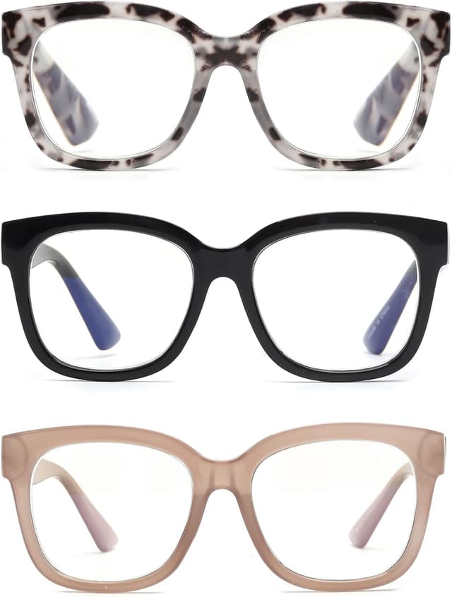 Detalle de 3-Pack JM Oversized Reading Glasses with Blue Light Blocking Lenses and Spring Hinge (Women)