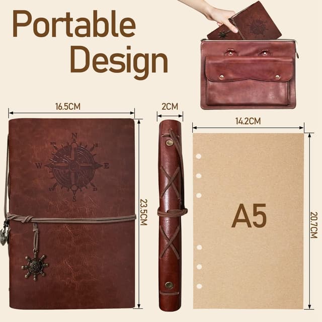 Detalle 2 de Taccuino A5 in pelle PU ricaricabile vintage 80 fogli