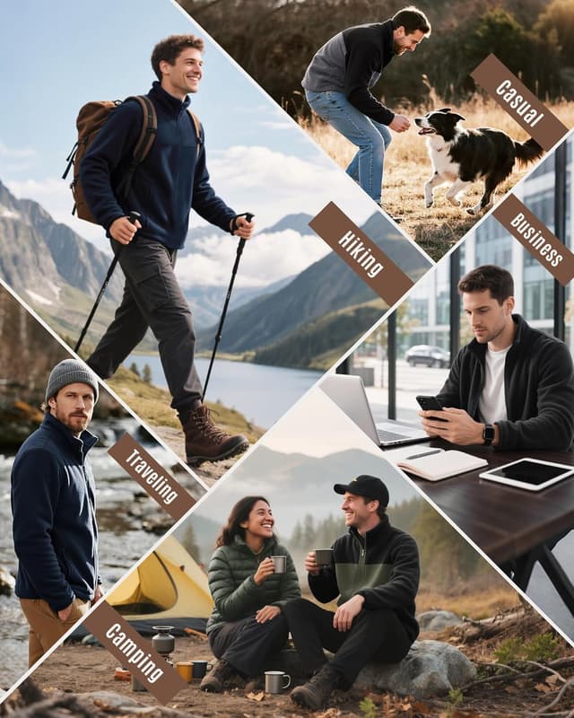 Detalle 2 de 33,000ft Herren Fleecejacke leicht – Übergangsjacke Outdoor mit windschützenden Details