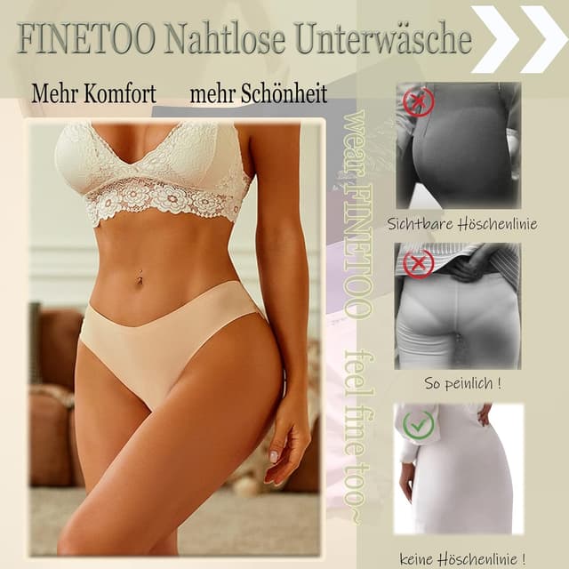 Detalle 2 de FINETOO Seamless Slips Damen Nahtlose Unterwäsche