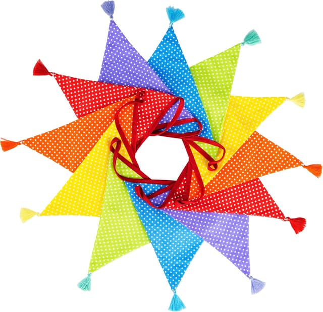 Thumbnail 6 de G2PLUS Fabric Bunting Banner with Tassel (3.3M) with 12 Vintage Triangle Pennants