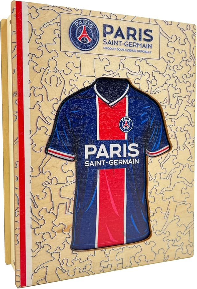 Detalle de Iconic Puzzles PSG Jersey puzzle in legno 270 pezzi (taglia M) – prodotto ufficiale