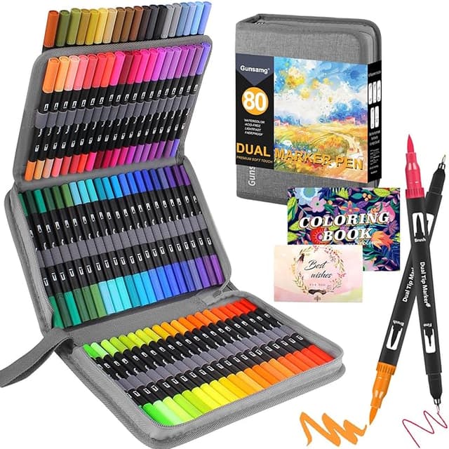 Detalle de Gunsamg 80 Rotuladores Lettering 🎨 Punta Pincel