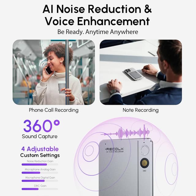 Detalle de AI voice recorder for meetings, 64GB