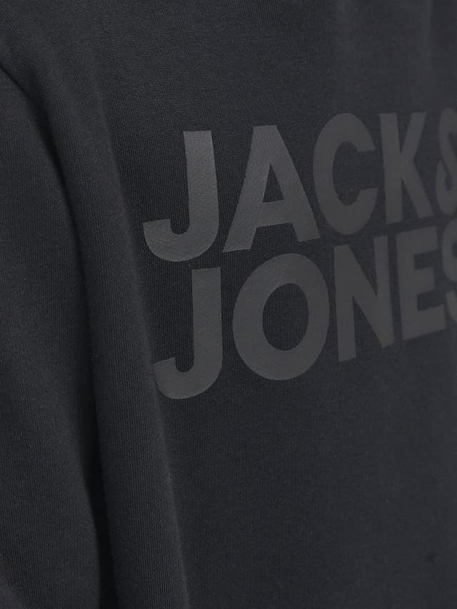 Detalle de Jack & Jones Junior felpa con cappuccio Logo Hoodie Junior – nera e blu scuro