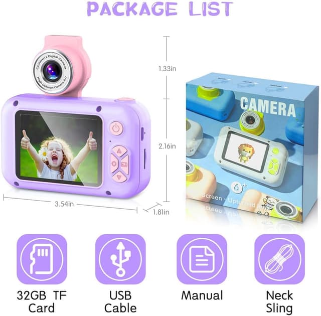 Thumbnail 6 de ARNSSIEN X101 Kids Digital Camera Toy with 180° Flip Lens and 2.4in IPS Screen (32GB TF card included)