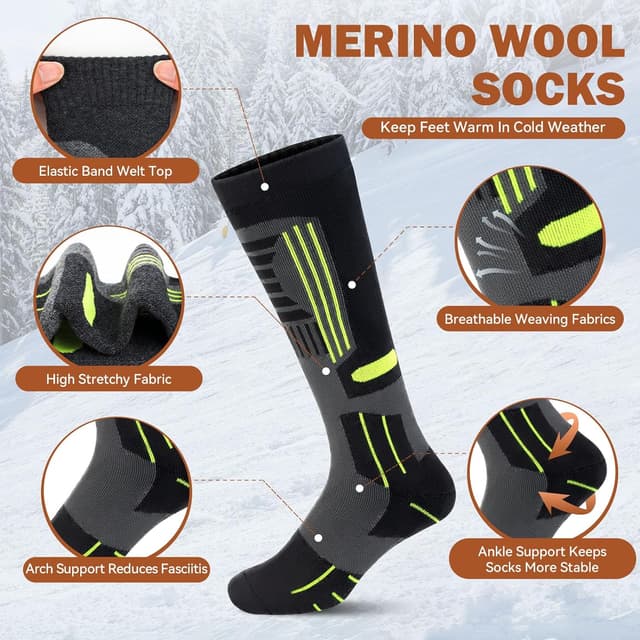 Detalle 2 de LEOSTEP Merinowolle Kompressionsskisocken 2er