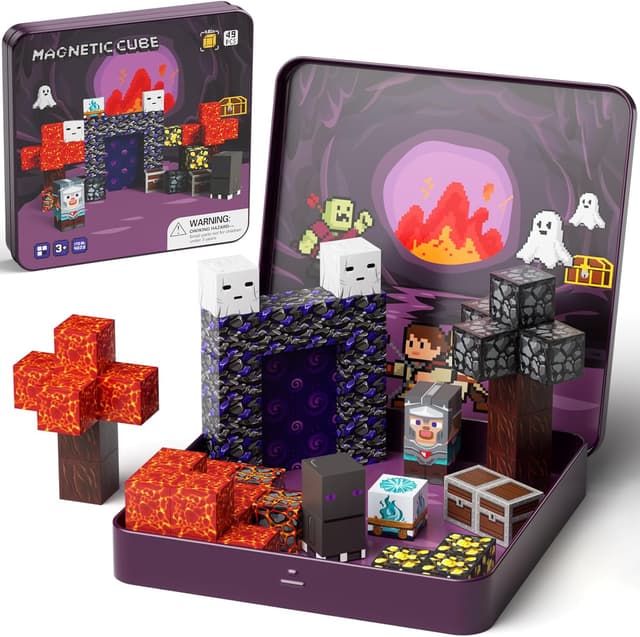 Detalle de STEM MATCH Jouets de construction magnétiques de voyage – boîte portable en fer, 49 pièces (Explorateurs de grottes)