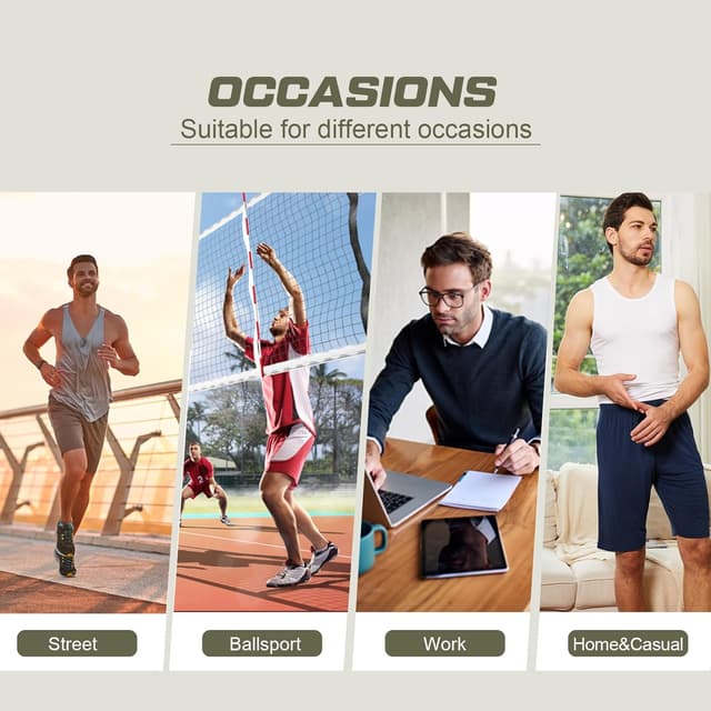 Detalle de BAMBOO COOL Men’s Pajama Bottoms Lounge Sleep Shorts (2-Pack) with Pockets