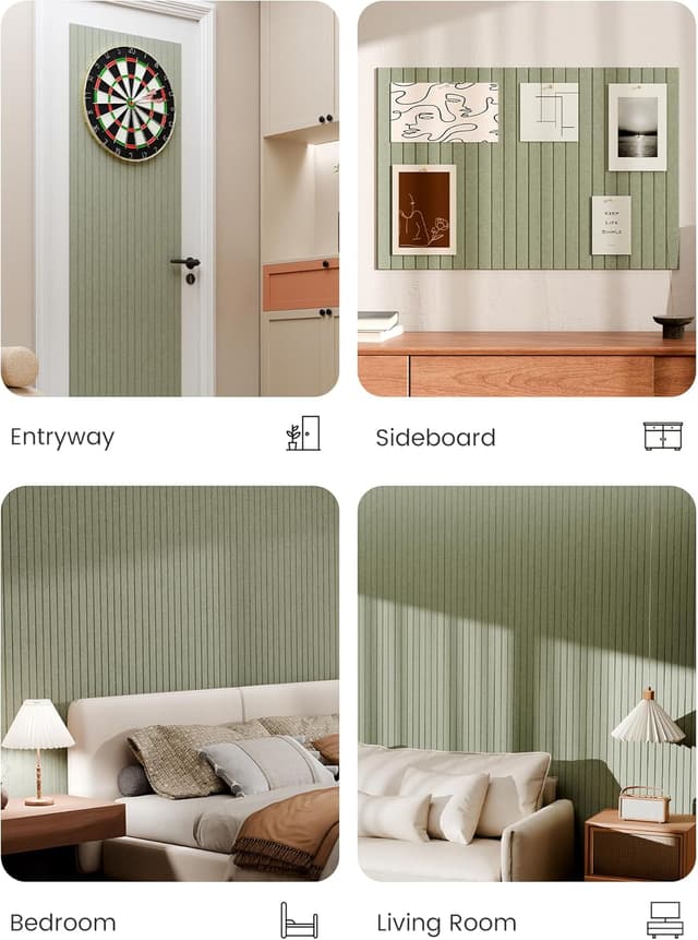 Detalle de Bumusty Large felt bulletin board tile set (36 x 24") with pushpins and adhesive tabs