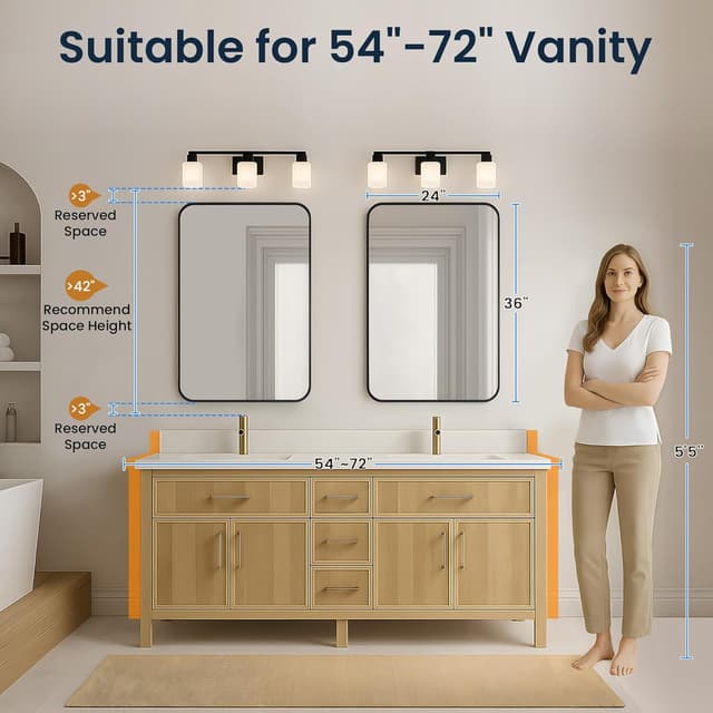 Thumbnail 6 de Pocetry 2-Pack 24x36 in Matte Black Bathroom Vanity Mirrors (HD Shatterproof Glass, Rustproof)