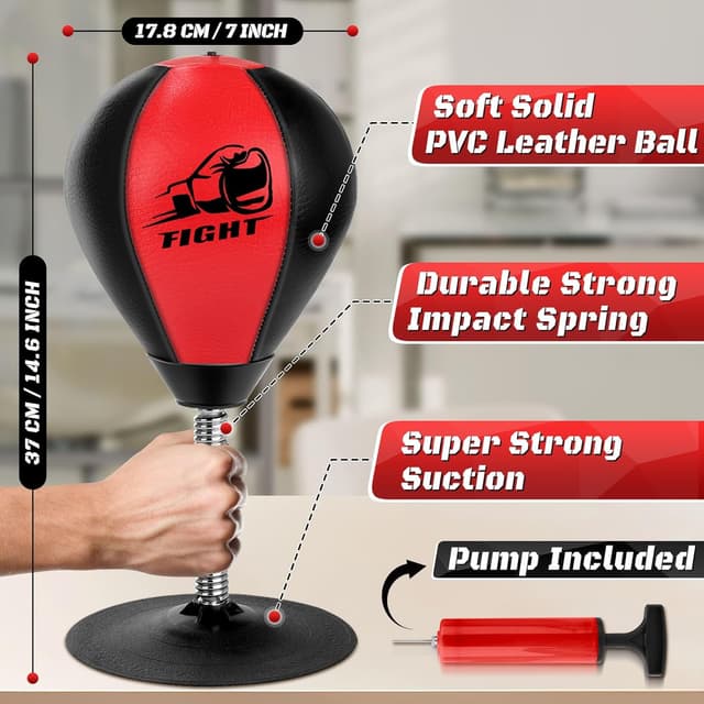 Detalle 2 de NZQXJXZ Desktop Punching Bag stress buster with suction cup and speed balls