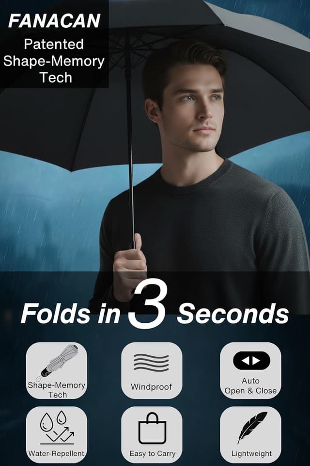 Thumbnail 1 de FANACAN 3-Second Quick Fold Umbrella 302 g