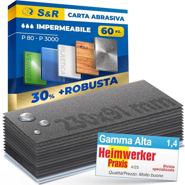 Imagen de S&R 60 FOGLI Carta Vetrata Abrasiva 60pz 📐 en OfertitasTOP